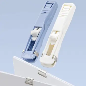 1 Set Clip Push Stapler Daugkartinio naudojimo be perforavimo plastikinis failas Sąvaržėlės spaustuko aplankas Staple Office reikmenys