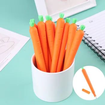 10Pcs 0.5mm Unisex rašikliai Creative Plant Shape Soft Rubber Carrot Unisex Pens Mokyklos biuro reikmenys
