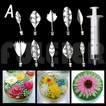 11vnt./rinkinys 3D želė gėlių meno įrankiai Želė pyragas Želatinos pudingo purkštukų rinkinys Švirkšto želė forma Tortų dekoravimo įrankiai