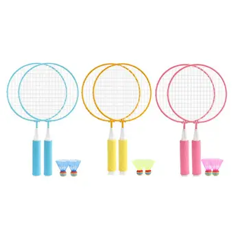 157D 1Pair vaikai Badmintono raketė + 2vnt Badmintonų rinkinys Lauko sportinis žaidimas Fitneso žaislas
