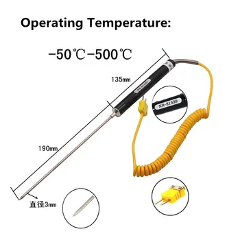 1PC K tipo termoelemento zondo rankiniai tinka temperatūros reguliatoriaus darbinei temperatūrai (nuo -50C iki +500C nuo 0 iki +1200C)