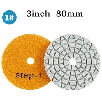 1PC Poliravimo pagalvėlės 3 colių 80mm sausas / šlapias deimantas 3 žingsnių poliravimo pagalvėlės Granito akmens betonas Marmuro poliravimo abrazyvinis įrankis