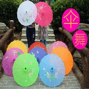 1vnt Kinų meno skėtis bambuko rėmo šilko skėčiai vestuvių gimtadienio vakarėliui nuotakos pamergė rankomis dažytas gėlių dizainas