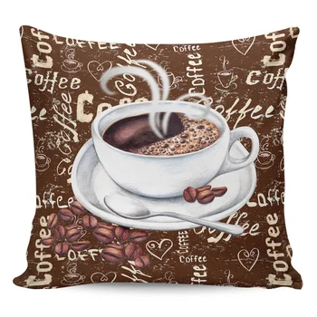 2/4PCS Neperšlampamas pagalvės užvalkalas Vintažinio stiliaus kavos pupelės Cukraus kvadratas Mesti pagalvės užvalkalas Namų dekoravimas Sofos pagalvėlės užvalkalas