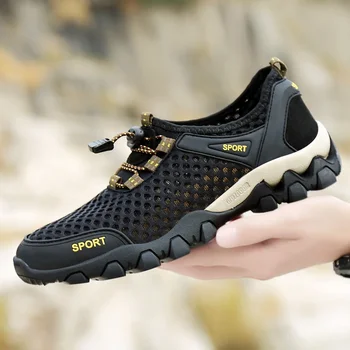 2023 Madingi batai Kvėpuojantys sportbačiai Vyriški batai vyrams Laipiojimo žygio batai Vyrai Lauko paplūdimys Wading Tenis basomis kojomis sportbačiai
