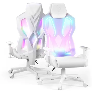 2023 Nauja žaidimų kėdė su LED lemputėmis, kompiuterio kėdė su reguliuojamu juosmens suppor