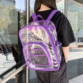 2023 Skaidrus PVC krepšys Neperšlampama kuprinė Unisex didelės talpos kuprinė Solid Clear Backpack Pora Fashion Bagback dizaineris