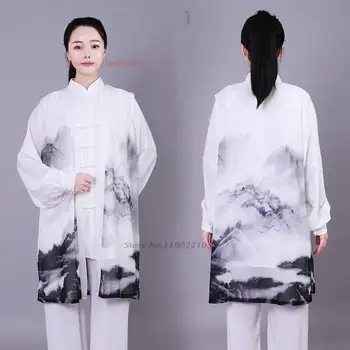 2024 kinų tai chi uniforma moterys vyrai kovos menai uniforma kinų tradicinė liaudies ilgomis rankovėmis kung fu kostiumas rytinė sportinė apranga