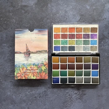 24 Spalvotų blizgučių akvarelės dažų rinkinys Perlamutrinės spalvos Pradedančiųjų meno rinkinys vaikams Menininkai Tapyba 