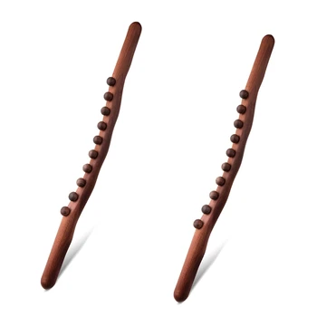 2X 10 karoliukų Guasha grandymo lazda Mediniai masažo įrankiai kaklui ir nugaros skausmui Skrandžio kūno formavimas Anticeliulitinė koja
