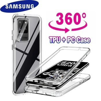 360 dėklas, skirtas Samsung Galaxy S24 S23 S22 S21 S20 Ultra FE S10 Plus A05 A05S A15 A33 A53 A73 A52S A13 5G dvigubas viso kūno dangtelis