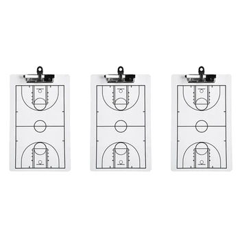 3Pack krepšinio trenerio iškarpinė, 13.78 x 8.66Inch sauso trynimo treniruočių lenta, dvipusė pilna žymeklio lenta patvari