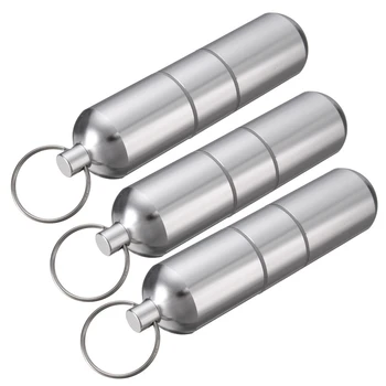 3X aliuminio lydinio cigarečių laikiklio kapsulės dėklas vandeniui atsparių tablečių dantų krapštuko laikiklio raktų pakabukas
