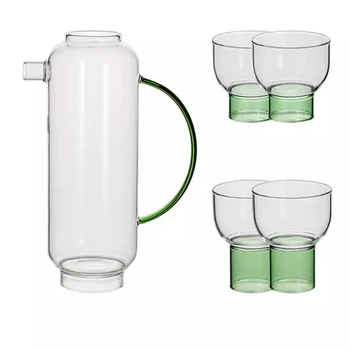 4/3Pcs Creative Cold Kettle Water Cup Set Karščiui atsparus stiklinis karamelė/ąsotis Namų vandens ąsotis Kavos puodeliai Arbatinukas Gėrimų butelis