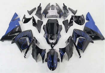 4Gifts Naujas ABS motociklų aptakų rinkinys tinka Kawasaki ZX-10R 2004 2005 04 05 Kėbulo komplektas Custom Blue Flame