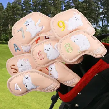9vnt/komplektas Golf Iron Headcover 4-9,P, S,A ,Club Head Cover Embroidery cats Case Sport Golf Training Equipment Accessories