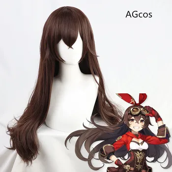 AGCOS žaidimas Genshin Impact Amber Cosplay Wig Girl Kalėdų gintaro plaukų perukai