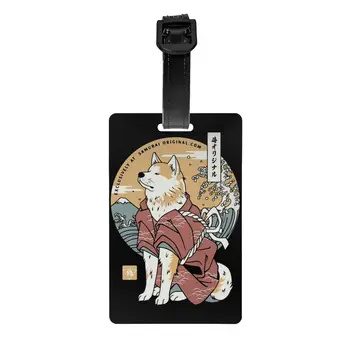 Akita šuo Samurajų karys bagažo etiketė lagaminams Japonų animacinis filmas Gyvūnų privatumo viršelio ID etiketė