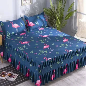 Aloe Vera Medvilninis lovos sijonas Lovos užvalkalas Pagalvės užvalkalas Trijų dalių komplektas Sutirštintas Korėjos princesės lovos užvalkalas Lovos sijonas Lovos užvalkalas