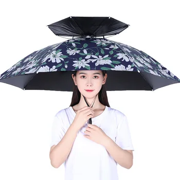 Ant galvos montuojama žvejybinė skėčio kepurė, nuo saulės apsaugantis sulankstomas viršutinis skėtis, dvisluoksnis, didelis skėtis nuo saulės, lietaus kepurė
