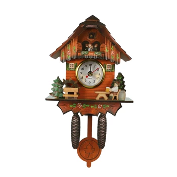 Antikvarinis medinis gegutės sieninis laikrodis Paukščių laikas Varpo sūpynės Žadintuvo laikrodis Namų meno dekoras