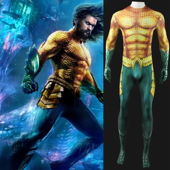 Aquaman 2 Cosplay kostiumas Superherojus Arthur Curry 3D Spausdinti spandekso smėlinukai Helovino kostiumas Aquaman Zentai kostiumai suaugusiems