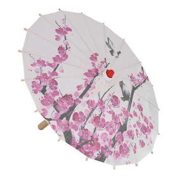 Art Script Chinese Silk Cloth Umbrella Classic Style Dekoratyvinis skėtis Aliejinis popierius Dažytas Parasolis Skėtis