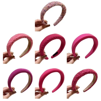 Audimo plaukų juosta Rožinio atspalvio pintas galvos apdangalas moters makiažo prausiklio veido reikmenims