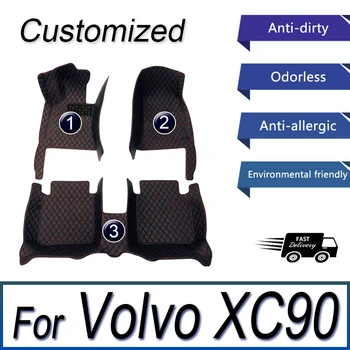 Automobilinis grindų kilimėlis Volvo XC90 MK1 2002 ~ 2014 7seat purvui atsparus odinis kilimėlis Cubre Pisos Para Autos automobilių aksesuarai Interjero detalė