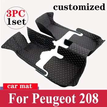Automobilių grindų kilimėliai Peugeot 208 P21 2019~2022 Anti-dirt Pad Auto Carpet Accesorios Para Auto Leather Mat Automobilių aksesuarai Salonas