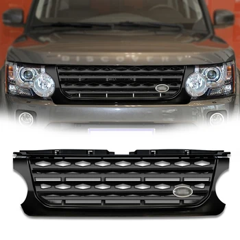 Automobilių stiliaus lenktynių grotelės Land Rover Discovery 4 LR4 2010 2011 2012 2013 L319 Blizgios juodos ABS priekinės tinklinės grotelės