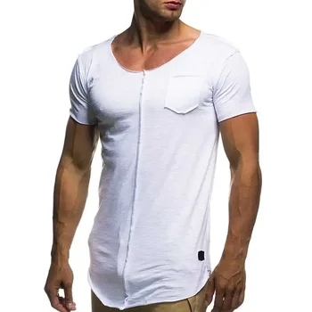 B8055 Vyrų mada Patchwork Marškinėliai trumpomis rankovėmis Solidūs vyriški marškinėliai Casual Summer Top marškinėliai Vyriški Fitness Slim camiseta