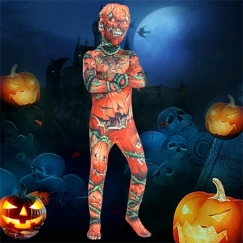 Baisus siaubas Helovino moliūgų kostiumas vaikams Suaugusiųjų fantastinis smėlinukas Kombinezonas Seksualios moterys Viso kūno Zentai kostiumas Cosplay kaukė