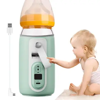 Belaidis butelis šiltesnis USB įkraunamas pienas Šiltesnis dangtelis Reguliuojamas kūdikių buteliuko šildymo įrankis stovyklavimui Kelionė automobiliu ir namai
