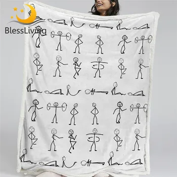 BlessLiving Sportinės antklodės lovoms Fitneso siluetai Mesti antklodę Plaukimo šerpų antklodė paaugliams Juokingas Cobertor dropship
