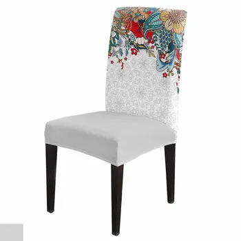 Boho abstraktus gėlių augalas Stretch kėdės užvalkalas valgomojo banketui Viešbutis Elastingi spandekso sėdynių kėdžių užvalkalai