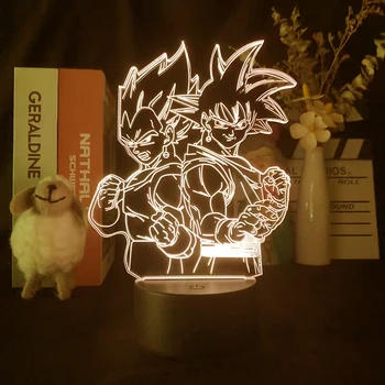 Cartoon Dragon Ball Son Goku Anime figūrėlė 3D LED šviesa Vaikai LED naktinė lemputė USB LED stalinė lempa miegamojo dekoro kalėdinė dovana