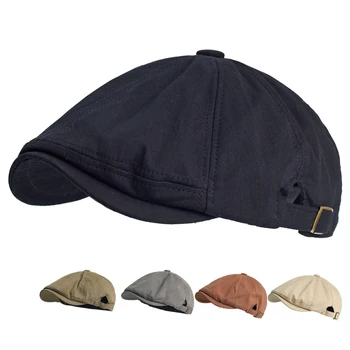 Casual Newsboy Cap Cotton Peaky Octagonal Hat Vintage Caps Solid Berets Visor Gatsby Flat Ivy Hats