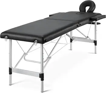 CHRUN masažo stalas Nešiojama masažinė lova Lash Bed SPA lova Veido stalas 2 skyrius Aliuminio aukščio reguliavimas nešiojimo krepšys ir priedai