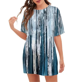 CLOOCL Fashion Moteriški marškinėliai Stripe Pattern 3D Printed Loose Crew Neck Trumpomis rankovėmis Trišakiai Summer Casual Oversized Tops