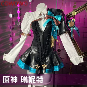 COWOWO Genshin Impact Lynette Mago žaidimo kostiumas Seksualus mielas uniforminis Cosplay kostiumas Helovino vakarėlis Vaidmenų žaidimo apranga XS-XXL