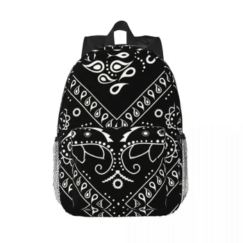 Custom Black Bandana Pattern Kuprinė Moterys Vyrai Mados knygų krepšys koledžo mokyklai Paisley stiliaus krepšiai