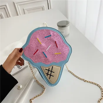 Cute Funny Sequined Ice Cream Cupcake Female Bag Small Chain Girl Messenger Personalized Creative Crossbody Shoulder Bags Clutch