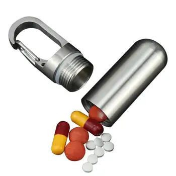 Daily Pill Organizer Mini raktų pakabuko tablečių laikiklis nešiojamas tablečių organizatorius su didele elastinga sagtimi stovyklavimui keliaujant lauke