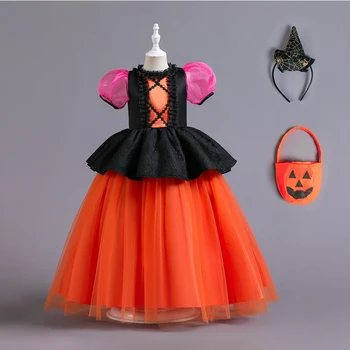 europietiško stiliaus vieno gabalo ilgas pasakų vakarėlis Helovino kostiumas vaikams Akių spalva derantis sijonas elegantiška ir graži moteriška suknelė