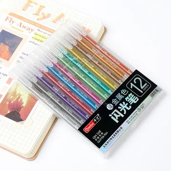 Flash rašiklis metalinės spalvos rankinis paskyros rašiklis spalvos keitimas rašiklis karštas pardavimas 12 spalvų metalo spalvos keitimas 1.0 Flash gelinis rašiklis 12PC