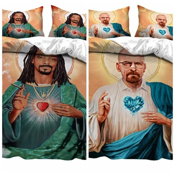 Funny Meme Smoking Saint Snoop Jesus Repper And Walter White Sacred Figures Popculture Religion Duvet Cover By Ho Me Lili