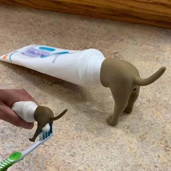 Funny Pooping Dog Butt Dantų pasta Creative Toothpaste Squeezer Vonios kambario aksesuarai Dantų pastos dozatorius vaikams suaugusiems