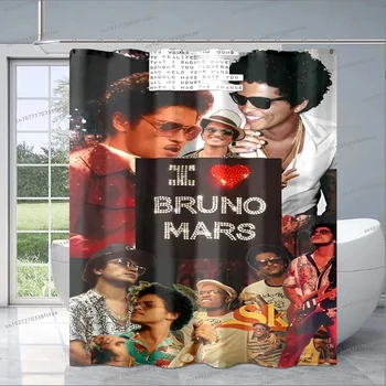 Garsus amerikiečių dainininkas Bruno Marsas Dušo užuolaidų žvaigždės meno koliažo raštas Dušo užuolaidos Vonios kambario mados dekoravimo gerbėjų dovana