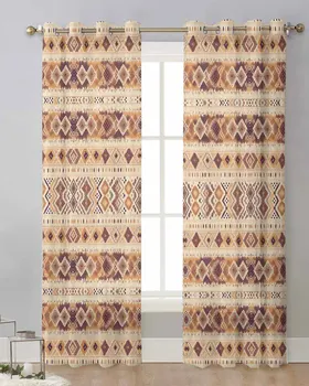 Geometrinis Marokas Retro spalvos užuolaidos svetainei Langų užuolaidos virtuvei Šiuolaikinės Tiulio Voile užuolaidos